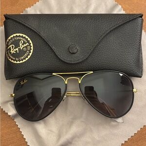 Ray-Ban Gold and Black Aviator Sunglasses